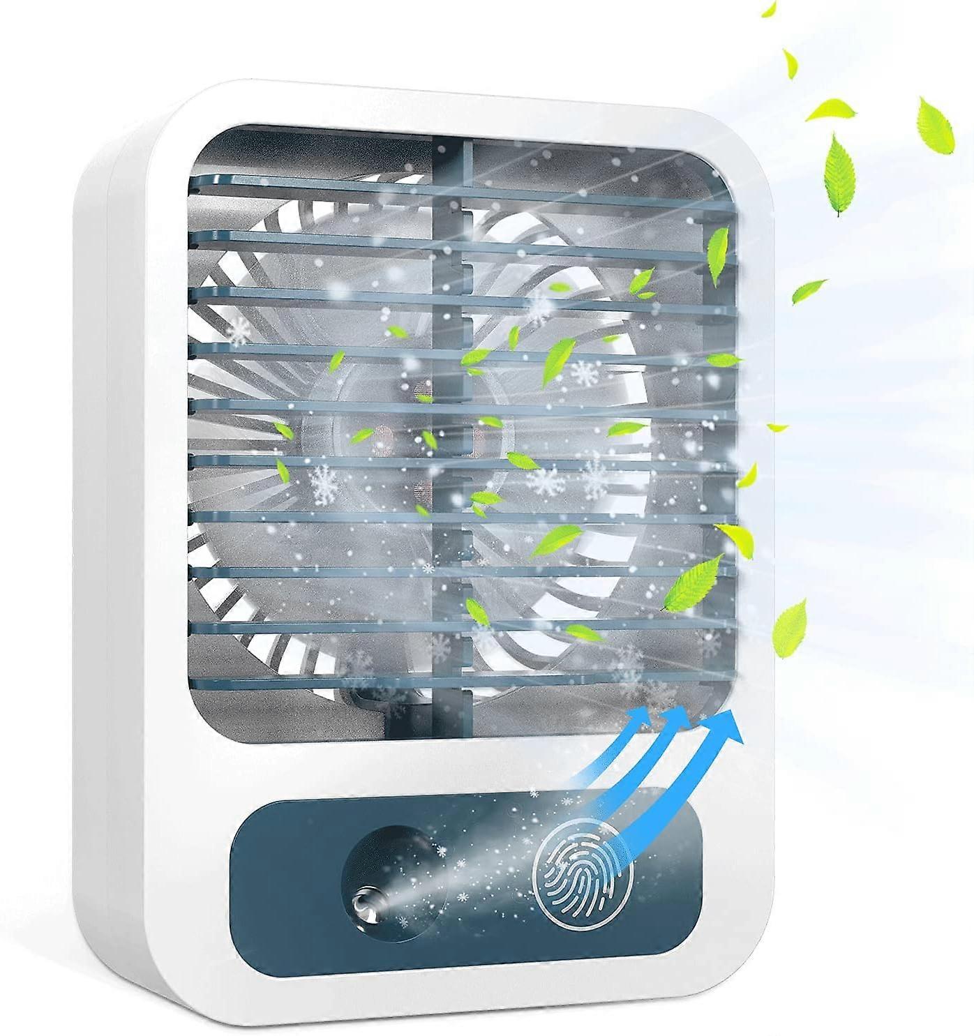 Mini-Tischventilator, Nebelventilator mit 60 ml Wassertank, wiederaufladbarer USB-Lüfter mit 3 Geschwindigkeiten