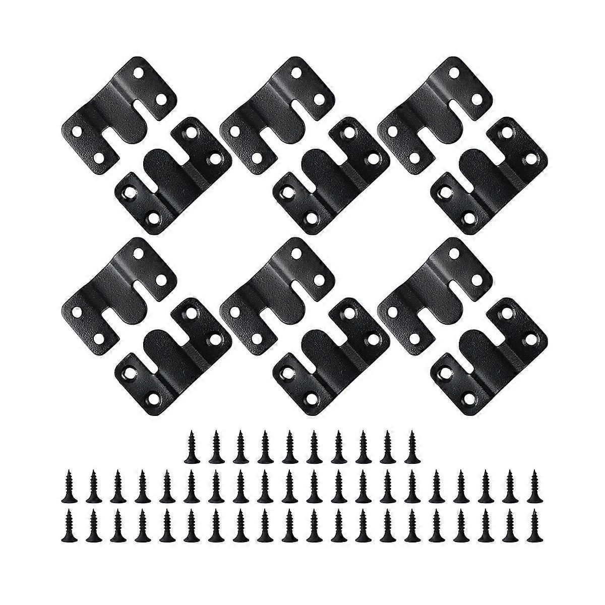 12PCS Black Mount Bracket Interlock Hanging Buckle Z Clips Headboard Wall Mounting Brackets with 48