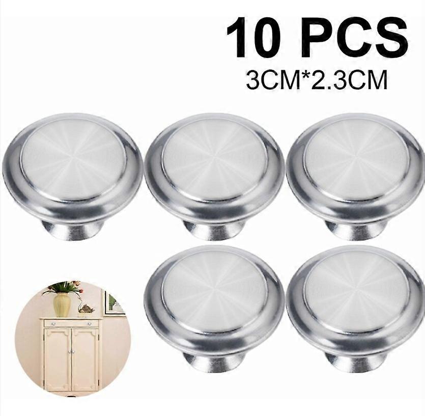 Silver 10pcs Furniture Knobs, Drawer Pulls Screws, Round Drawer Knobs, Aluminum Alloy Cabinet Knobs for Bedroom Office