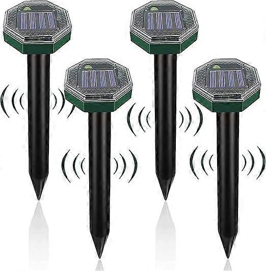 4 pcs Solar Mole Repeller, Ultrasonic Solar Mole Repeller, IP65 Waterproof Solar Mole Repeller, Ultrasonic Snake Repeller, Solar Mole Repeller