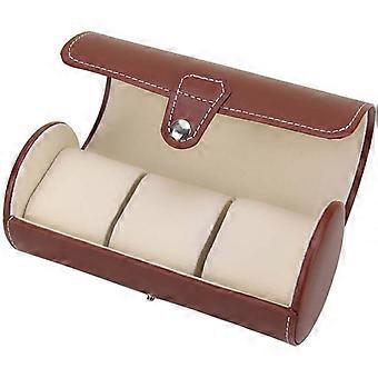 Braune Farbe19 * 9 cm - Reiseuhren-Organizer - Kunstlederrolle