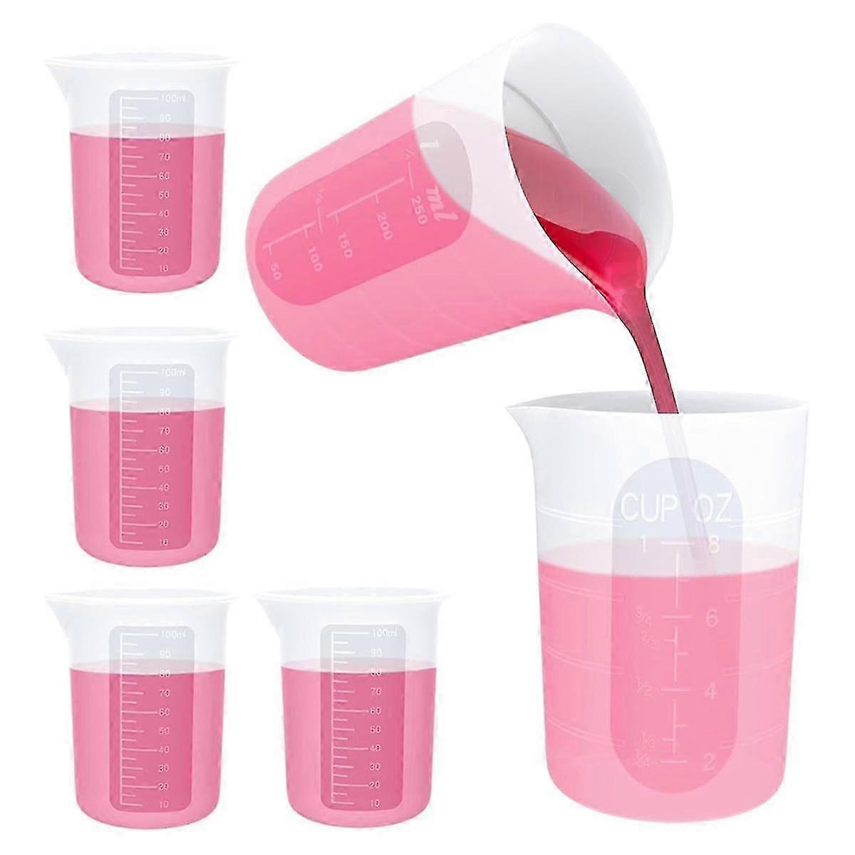 6pcs Σετ Κυπέλλων Μέτρησης Σιλικόνης - 2pc 250ml Επαναχρησιμοποιήσιμα Κύπελλα Σιλικόνης, 4τμχ Αντικολλητικά Κύπελλα Μέτρησης, Εποξειδικά Κύπελλα Ανάμιξης