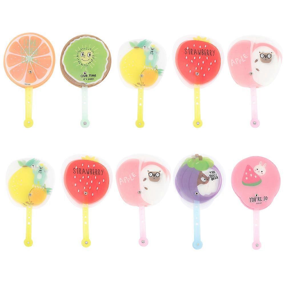 10pcs Decorative Folding Fans Cartoon Fruit Pattern Handheld Fan Mixed Style