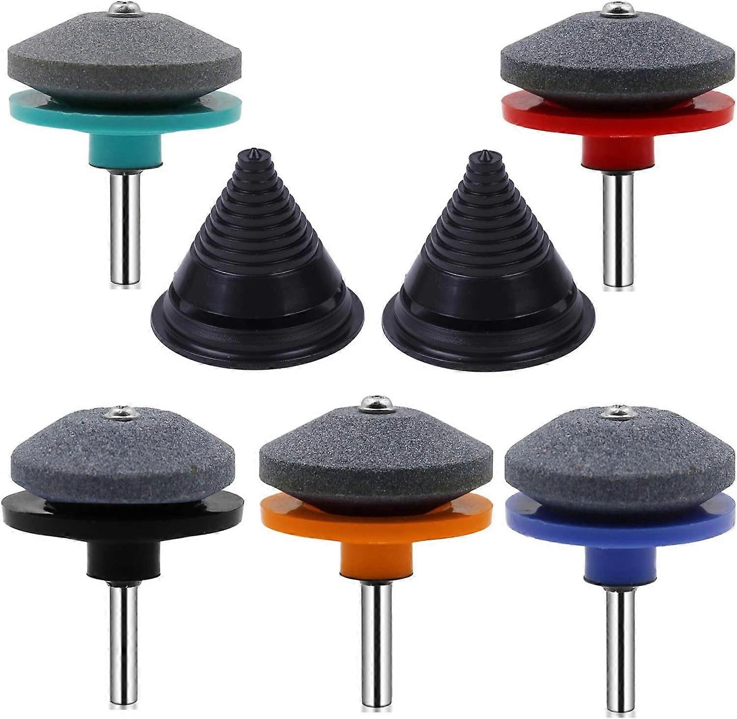 5PCS Lawn Mower Blade Sharpener with 2PCS Lawn Mower Blade Balancing Tool