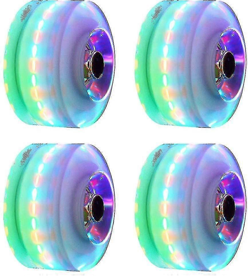 4 Light Up Replacement Wheels For Dual Roller Skateboard, Led Skateboard, 82a Core