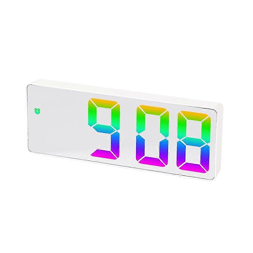 Digital Colorful Led Screen Display Modern Desktop Clock Led Clocks (white Shell-mirror C Model)