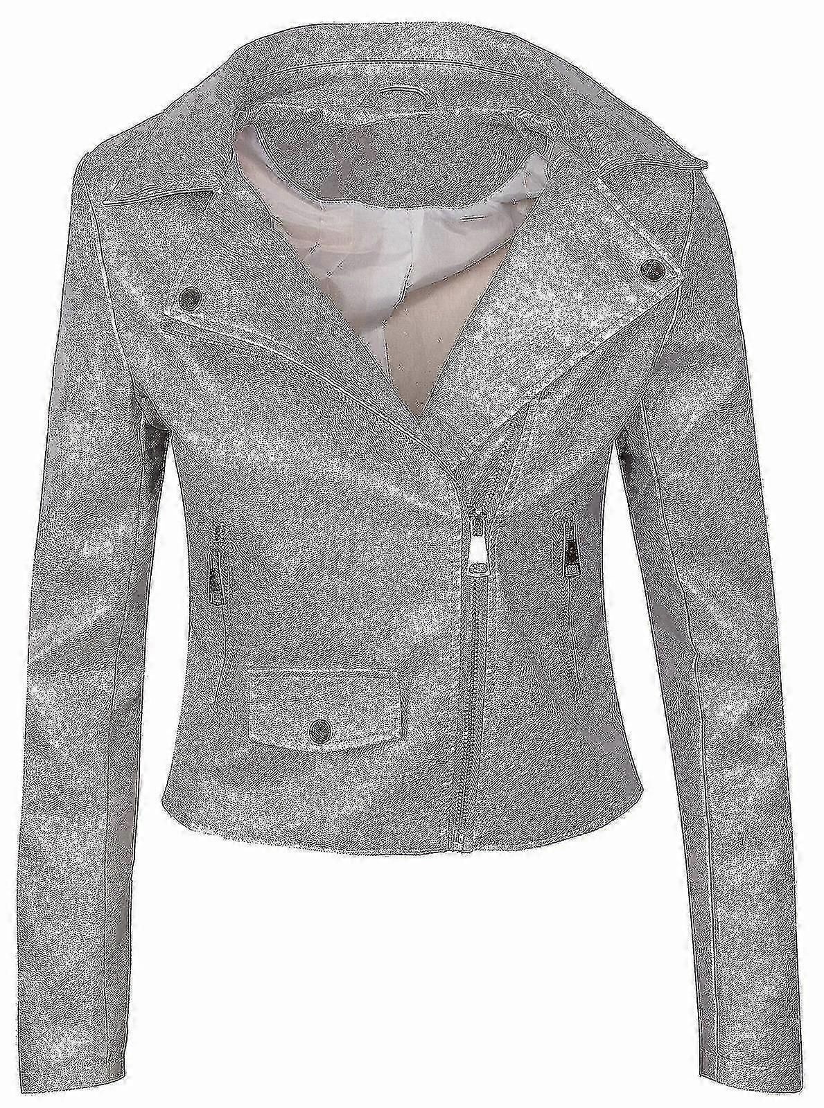 Women's Motorcycle Jacket Women's Leather Short Style Slim Slimming Pu Leather Jacket VCNMR