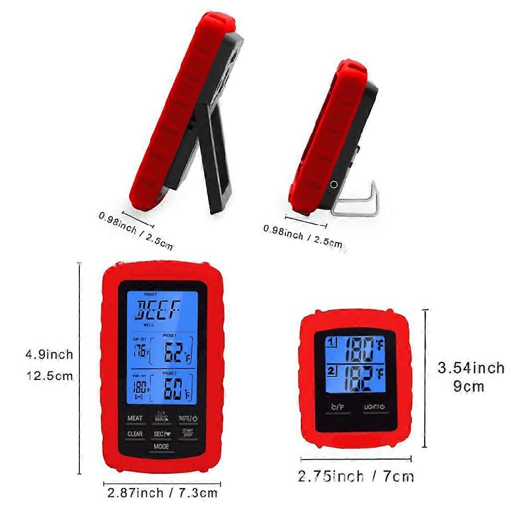 Wireless Digital Meat Thermometer with Probes Meat Injector-Remote Range Cooking