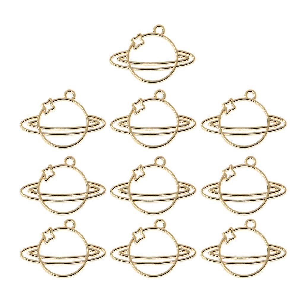  Metal Frame Pendant Gold Charm Bezel Setting DIY UV Resin Charm 10PCs/set