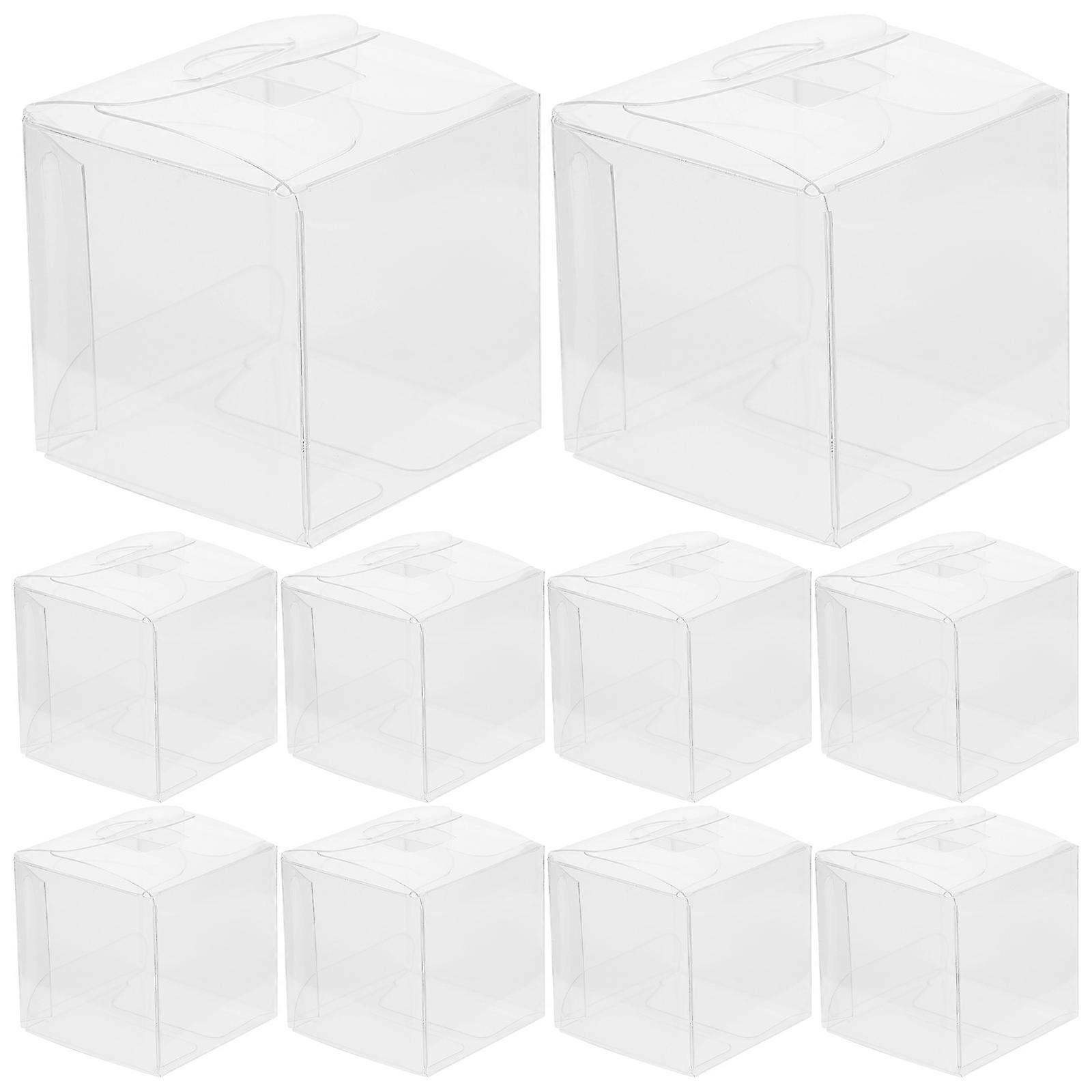 10個のPPおよびPVCプラスチック梱包箱結婚披露宴用透明キャンディーボックス(4x4x4cm)