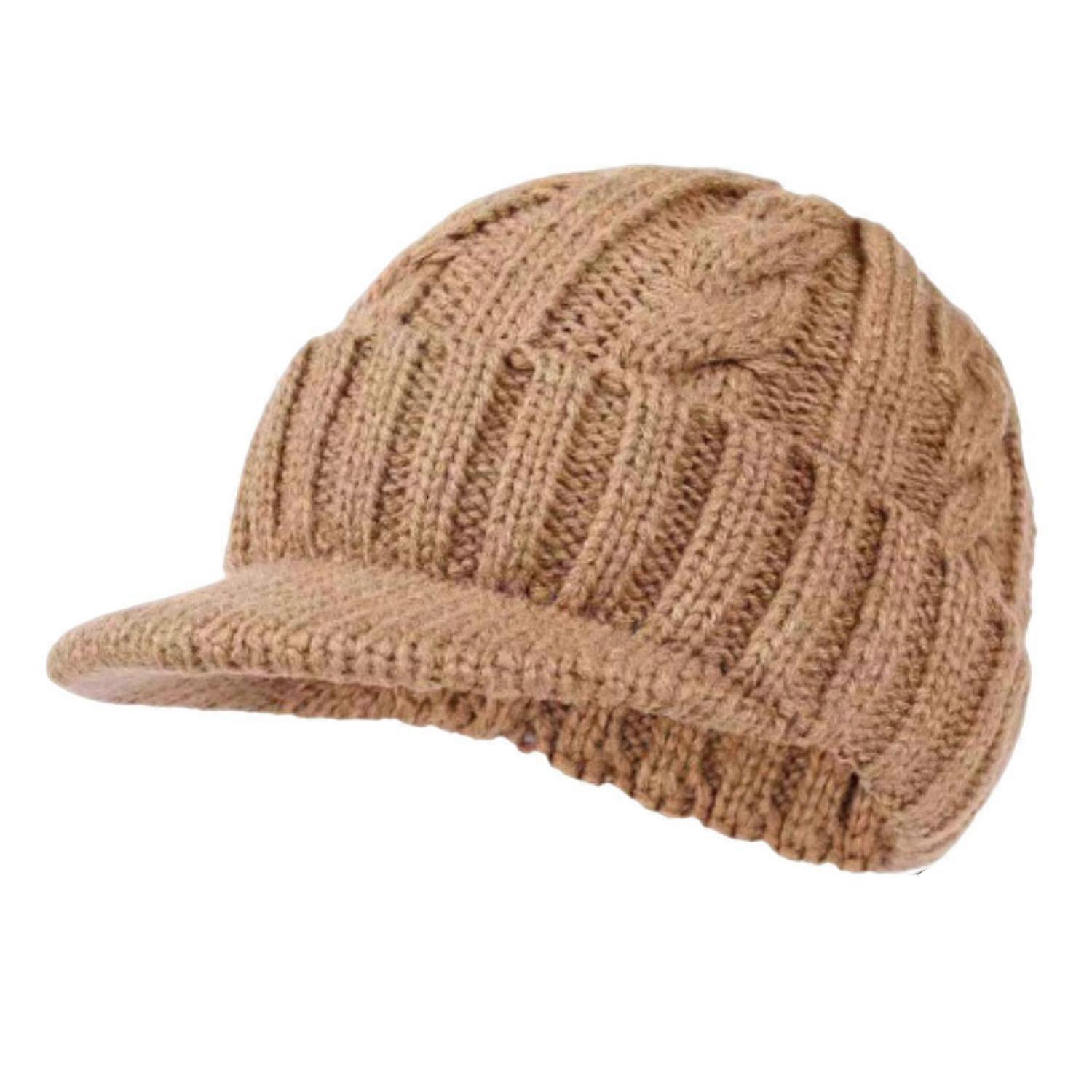 Mid-aged Men Winter Knitted Hat Stretchy Short Brim Thickened Twisted Texture Solid Color Ear