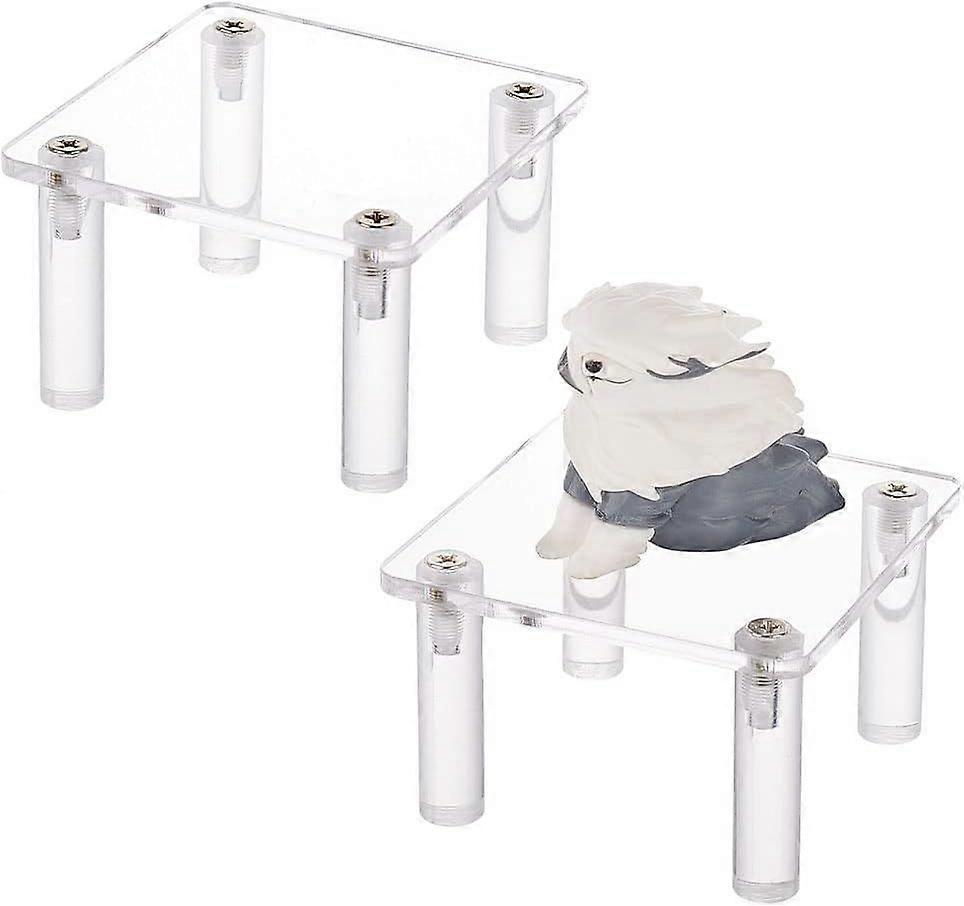 2 Sets Square Cupcake Display Stands 3.1x3.1x1.9inch 4-Leg Display Risers Clear Acrylic Jewelry Display Stand Acrylic Jewelry Display Risers for Desse
