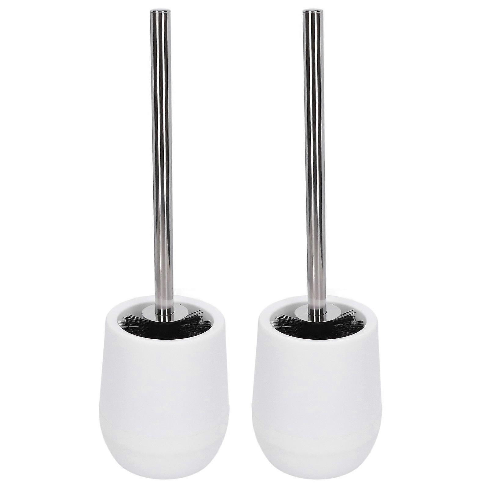 2sets Toilet Bowl Cleaner Brush Lockable Thread Convenient Practical Efficient Safe Reliable Durable Cleaning ToolsWhite (2pcs/inner Box)