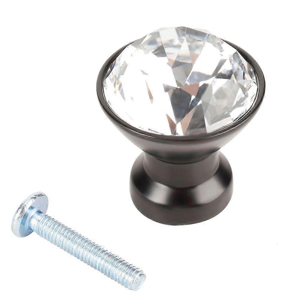 4Pcs 30mm Crystal Cabinet Dresser Knobs Single Hole Cupboard Drawer Knobs Pull Handles(Black)