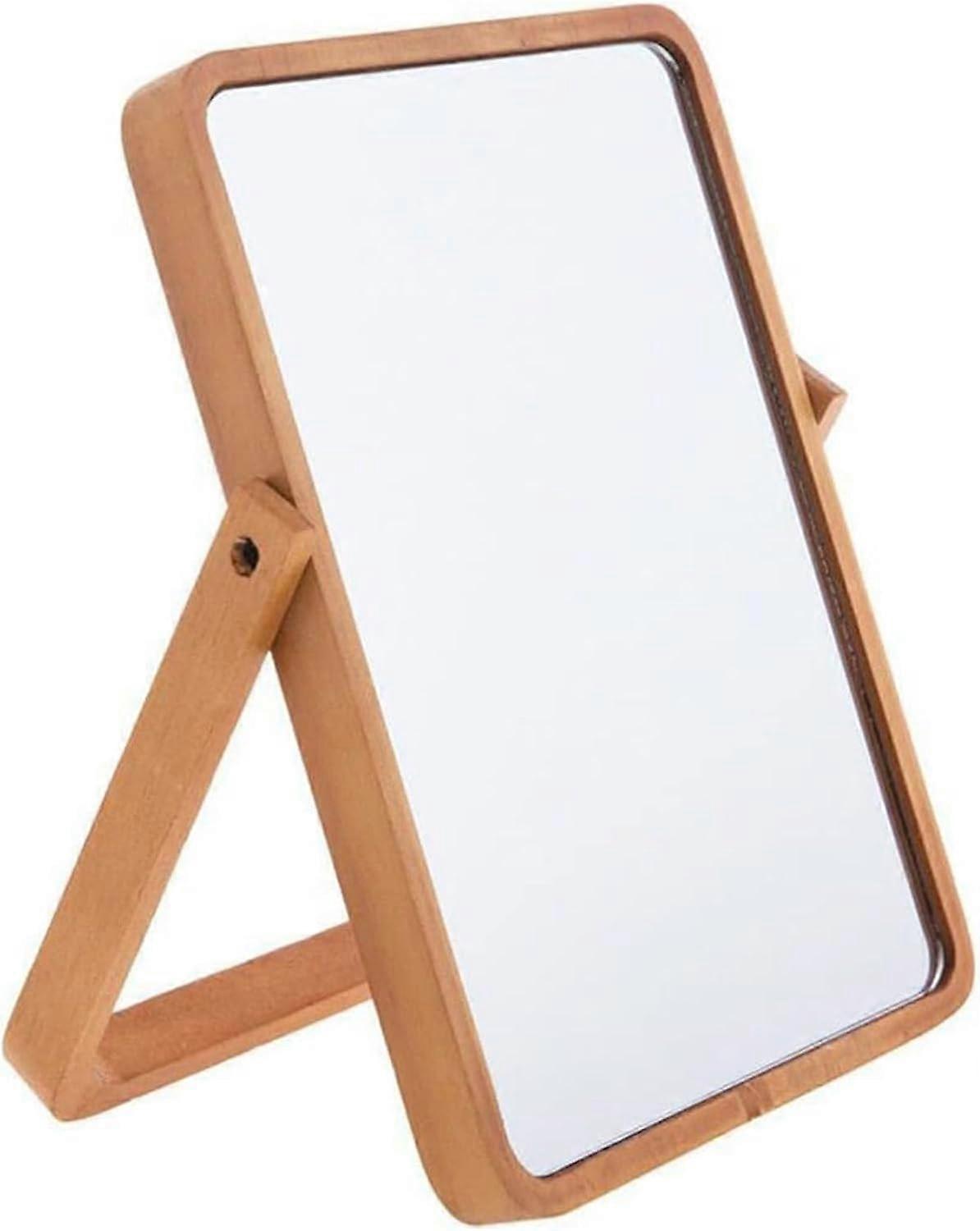 Rectangle Vanity Mirror, Wooden Stand Up Design for Desk or Wall, Home Decor, Modern Style, Large Size