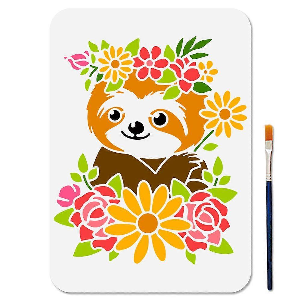 PET Hollow Out Drawing Painting Stencils for DIY Scrapbook Photo Album Sloth 210x297mm