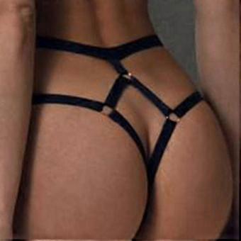 Women's Charming Lace Up Thongs Lingerie Crotchless G-string Panties Strappy Body Harness Panties Gifts For Valentine-Good