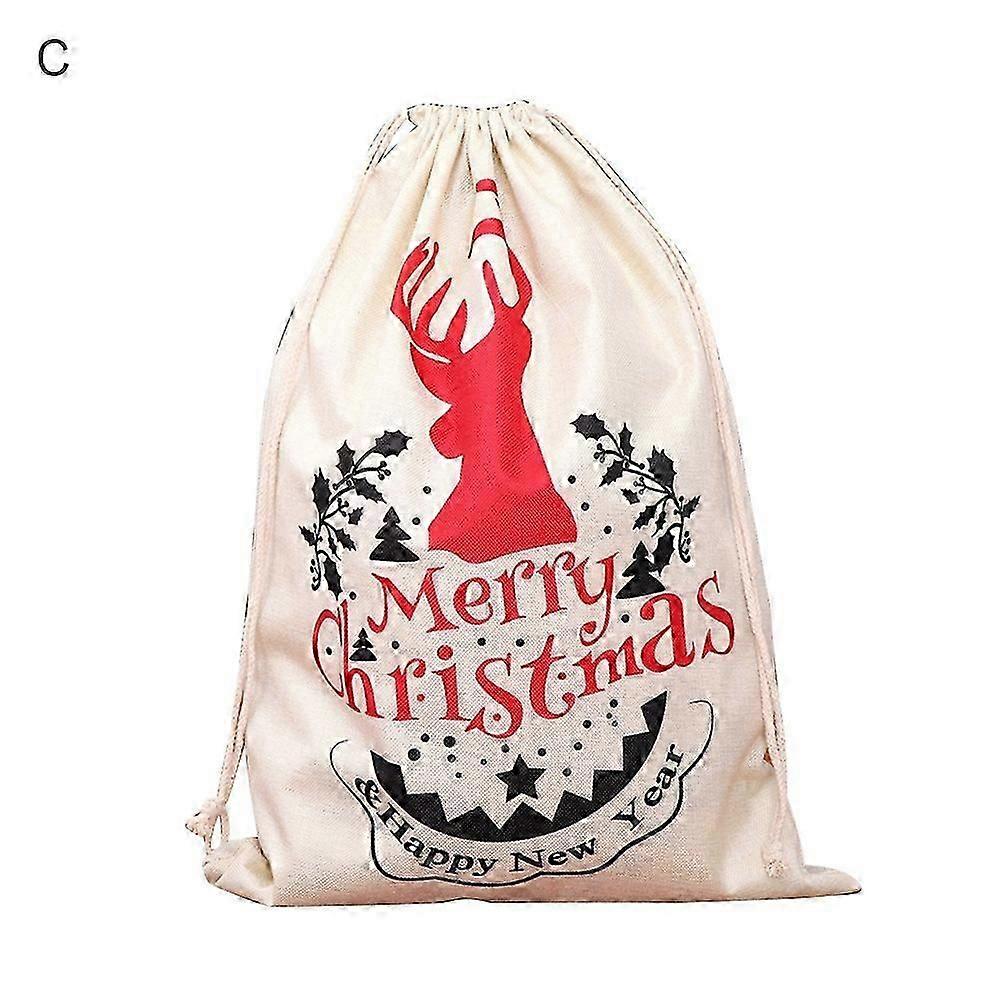 Large Drawstring Linen Gift Bag Candy Presents Storage Container for Christmas JIKAIX