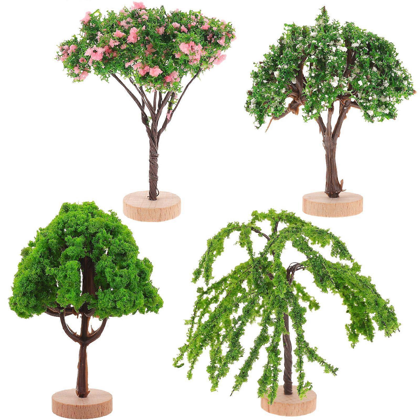 4Pcs Miniature Tree Model Plastic Tree Model Plastic Trees Decor Sand Table Ornament Bonsai Decor