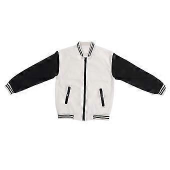 Vintage Jacket Stylish Contrast Color Baseball Jacket Casual Retro Streetwear for Spring Autumn Beige L