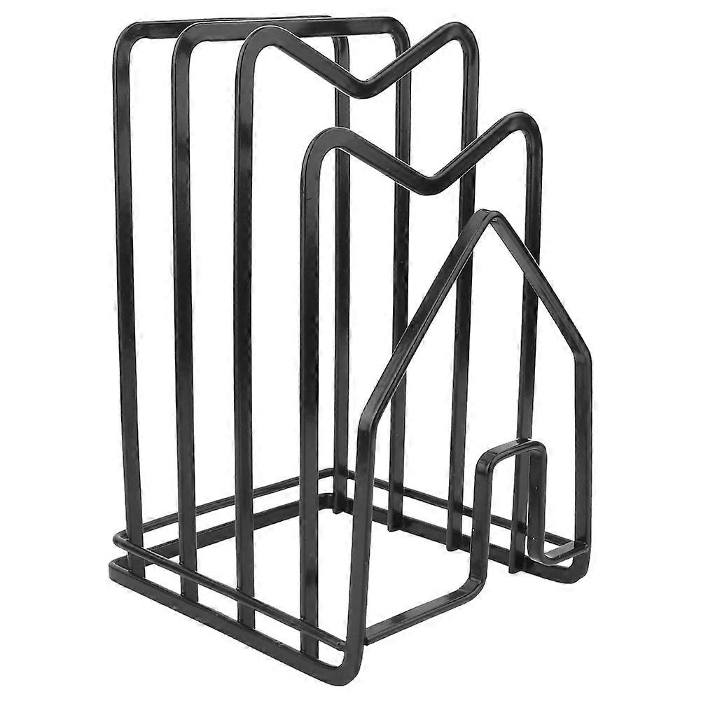Kitchen Pot Lid Cutting Board Rust Proof Storage Rack Drain Holder (Black)