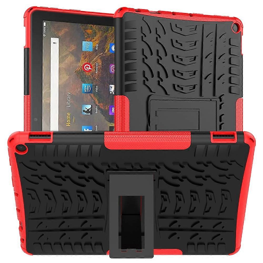 For Amazon Fire HD 10 2021 Tire Texture Shockproof TPU+PC Protective Case with Holder(Orange)