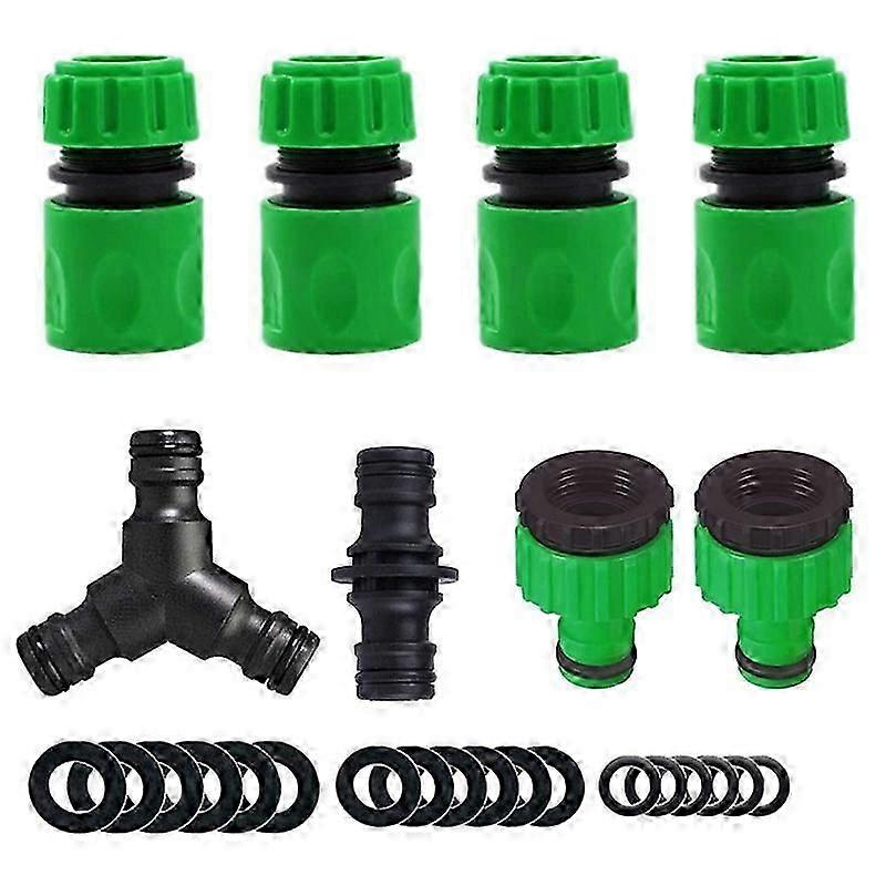 8 Piece Garden Hose Quick Connect Set (4 1/2" Quick Connect, 1 Straight Fitting, 1 Tee Fitting, 2 Nipple Fittings 4-Way to 6-Way)