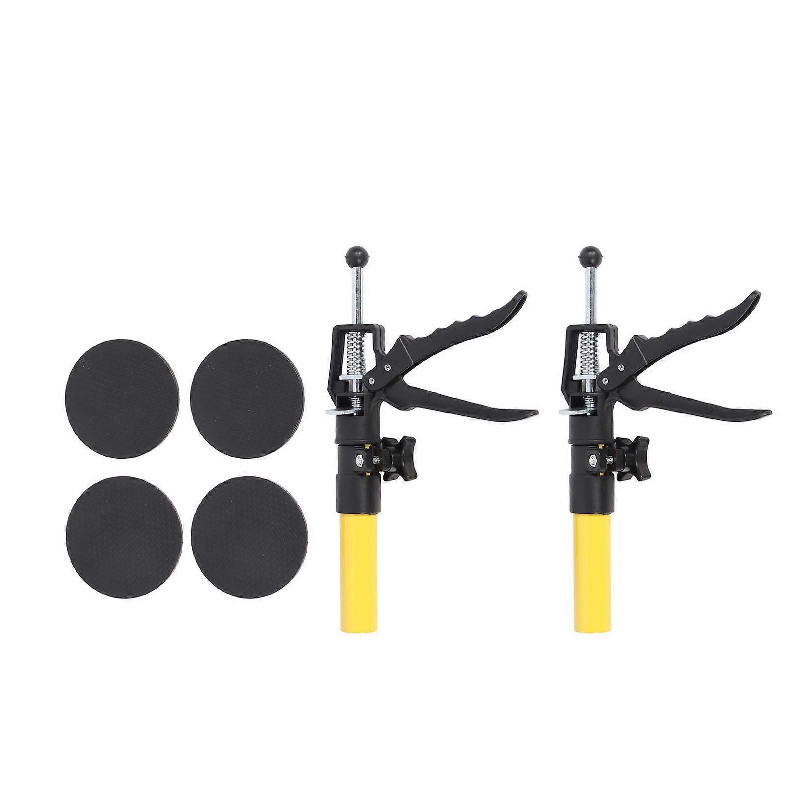 2 Set Cabinet Jack Alloy Steel 30 to 59cm Adjustable Support Rod with Base 40kg Bearing Yellow