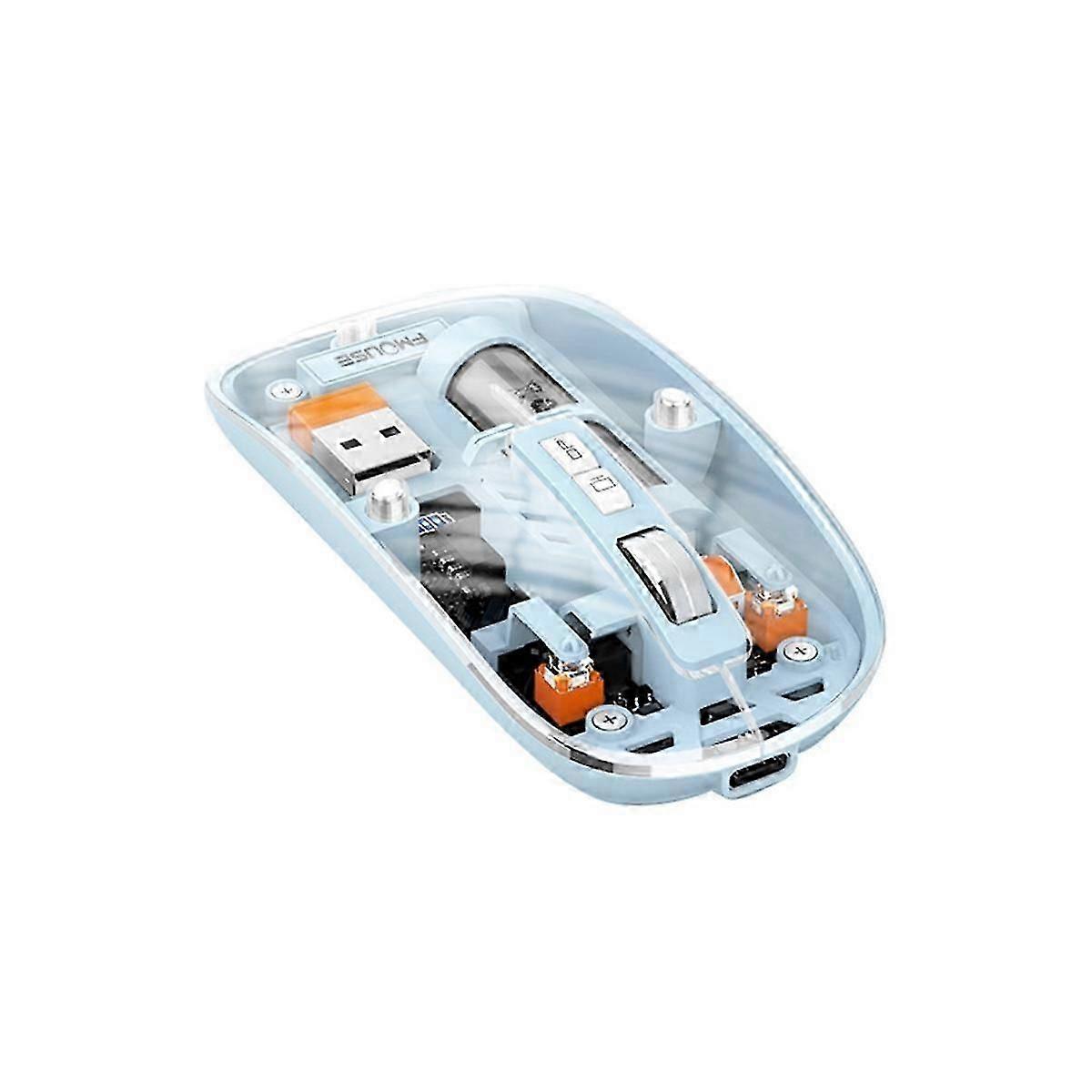 Wireless Mouse Bluetooth 5.1 2.4G Tri-Mode Gaming Mouse Ergonomic Mute Transparent Mouse for PC Laptop Cell Phone B