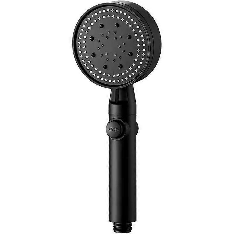Five-Speed Black Shower Head  One-Touch Water Stop for Custom Flow