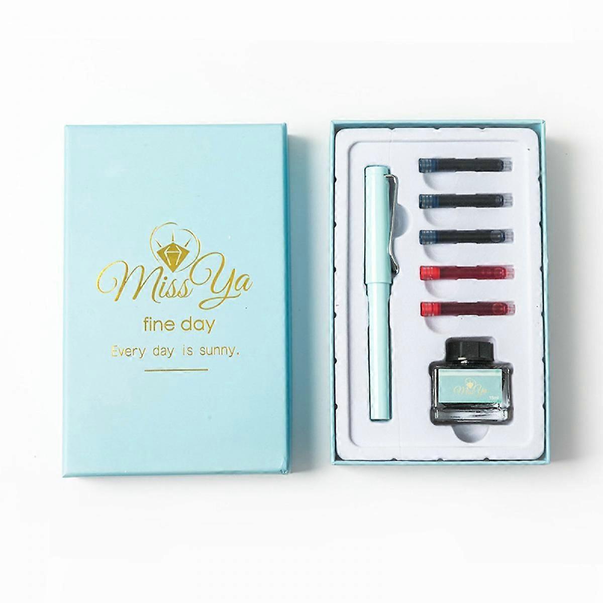 Extra Fine Nib Smooth Fountain Pen Pouch and Ink Cartridge Set whtie Replaceable ink sac