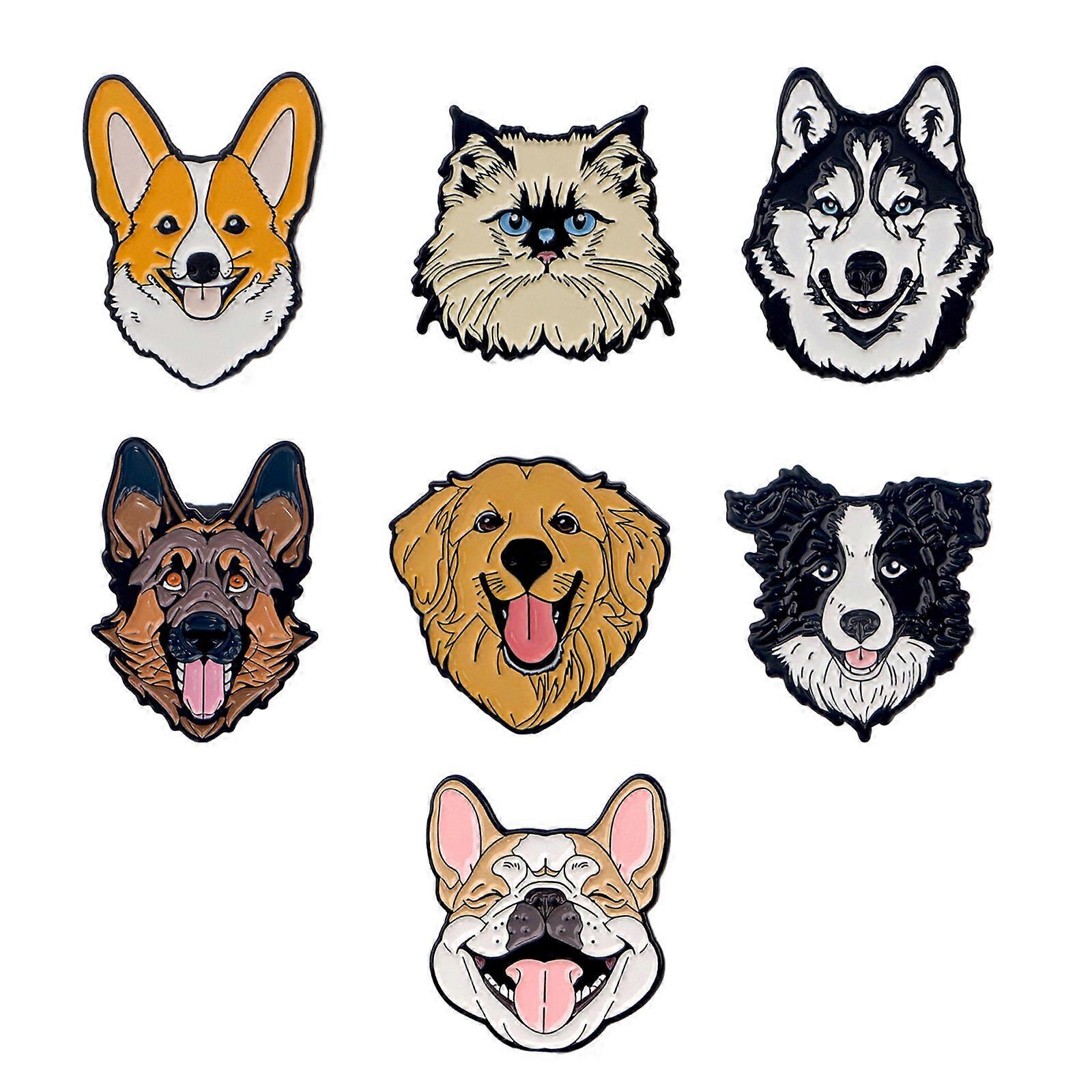 7Pcs Stylish Alloy Dog Badge Set Adds Unique Charm to Outfits and Accessories for Pet Lovers and Fashion Enthusiasts