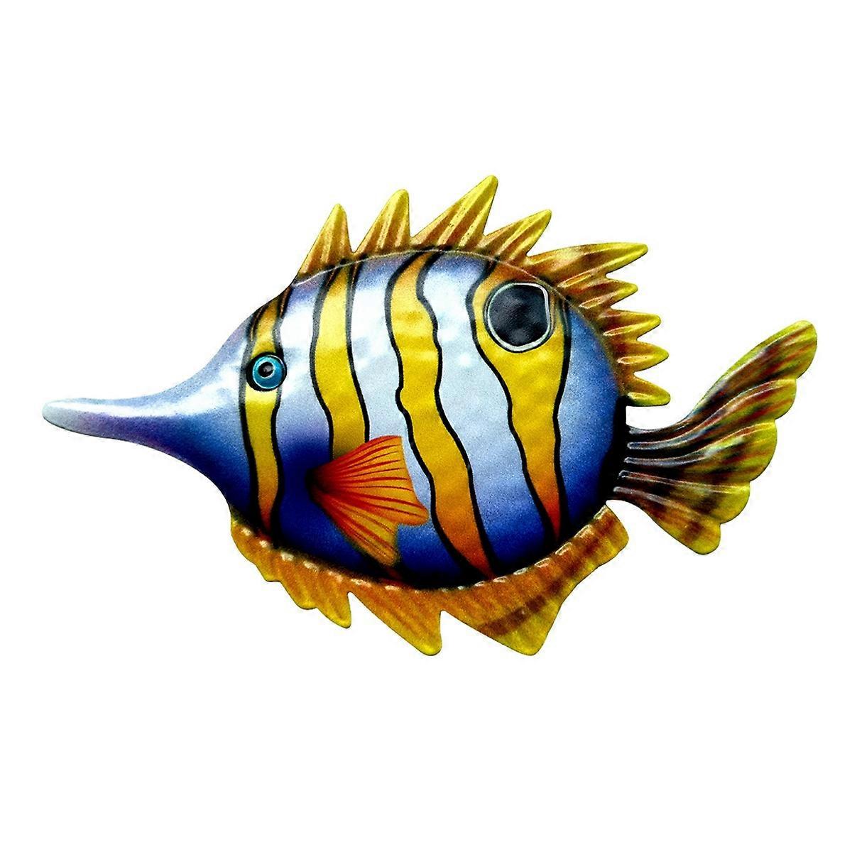 YZ104 26x0.8x16.3cm Jardin Suspendu Fer Art Pendentif Réaliste Poisson Forme Design-Jaune