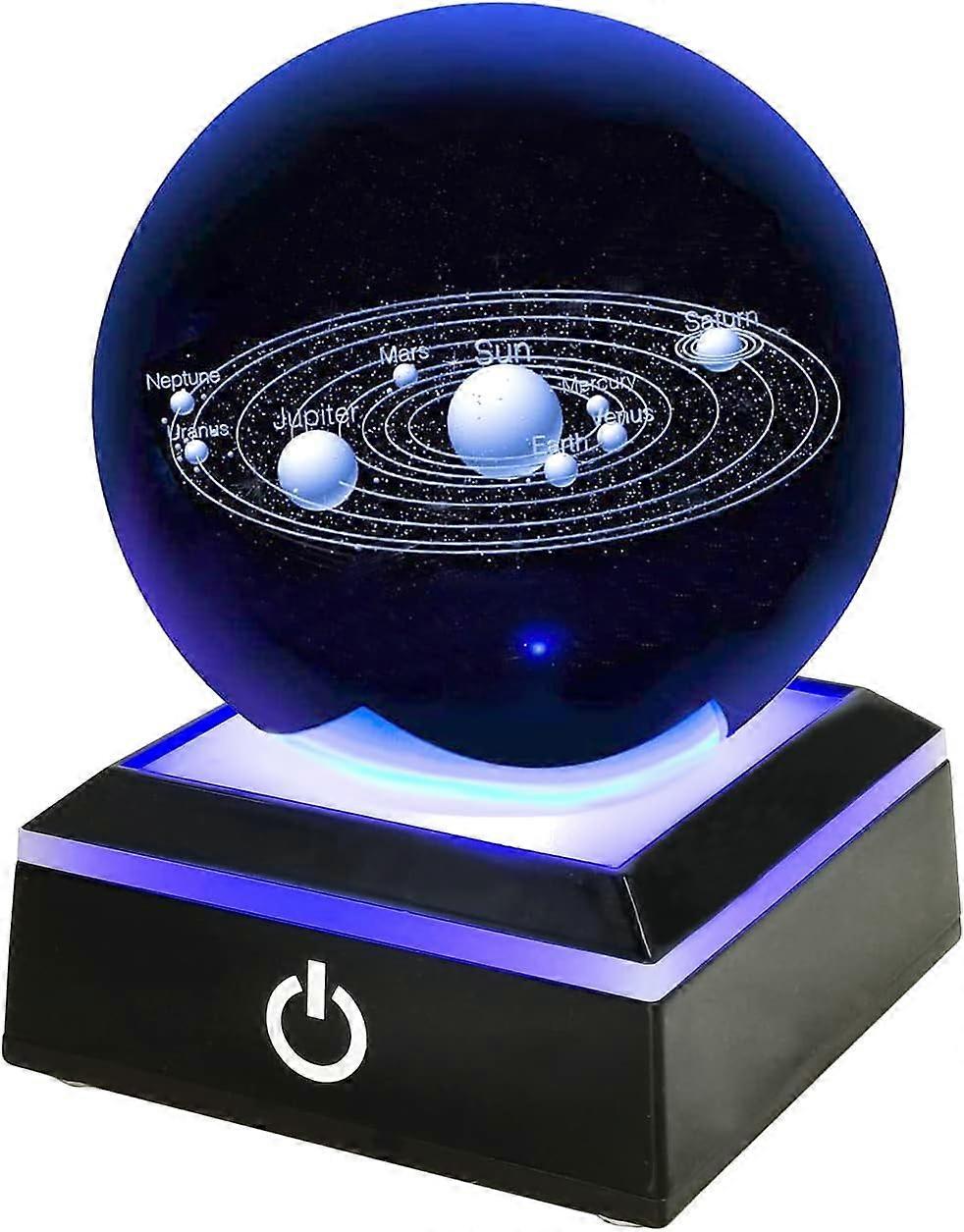 For Solar System Crystal Ball With A Touch Switch,7cm/2.76" Solar System Paperweight Cosmic Model With
