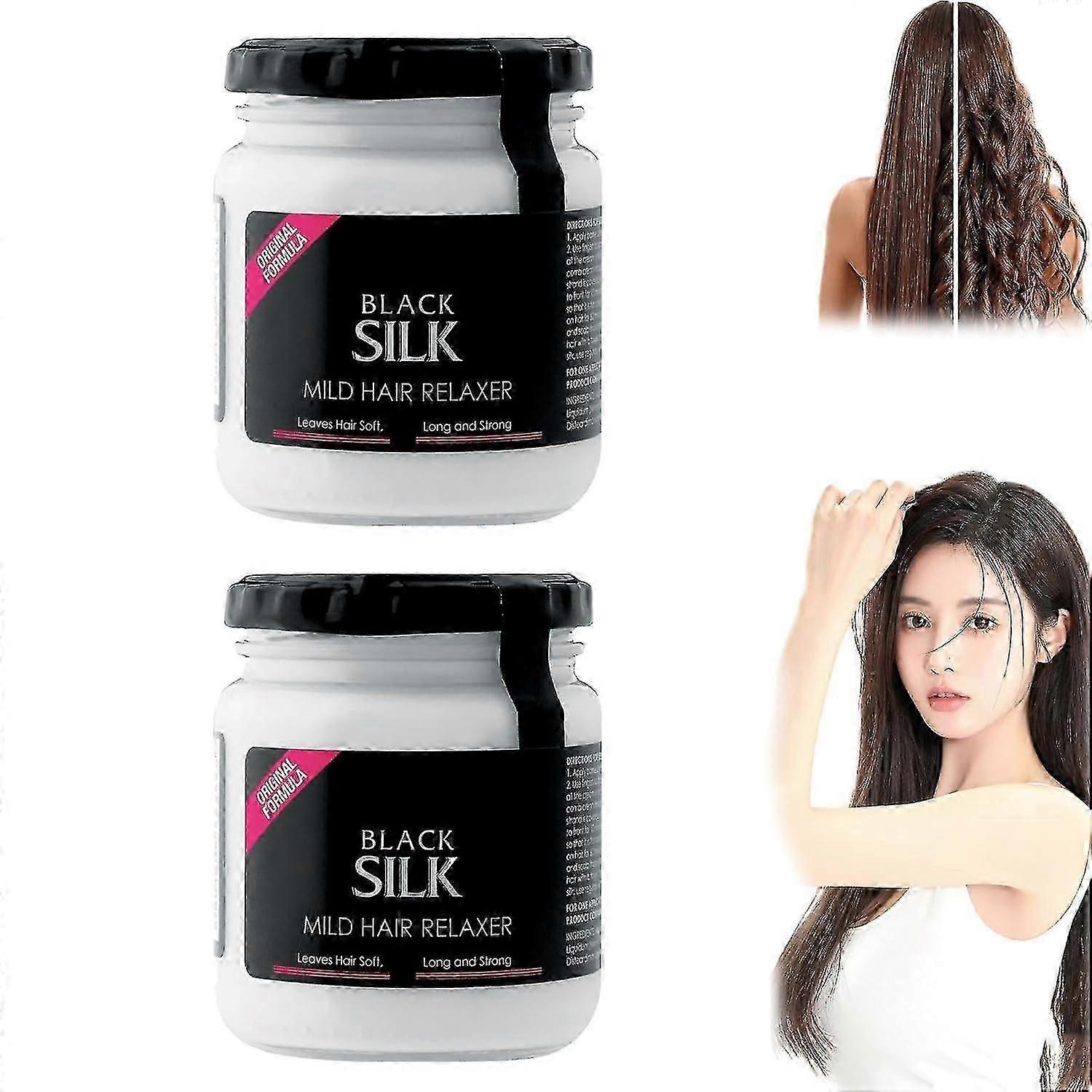 Zwarte Zijde Milde Haar Relaxer, Zwarte Zijde Milde Haar Relaxer, Conditioneringsbehandeling voor Krullend Of Steil Dun Fijn Haar, Instant Haar Rechttrekken voor