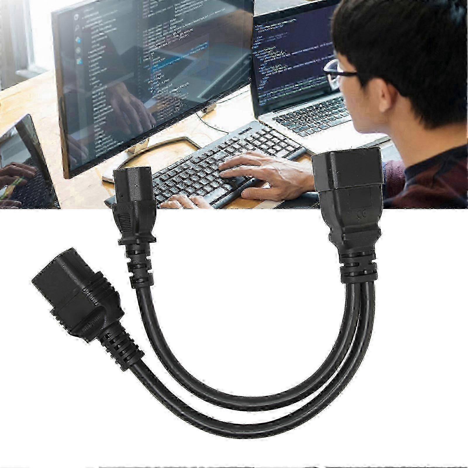 IEC320 C19 IEC320 C13 to IEC320 C20 Power Cord Professional Standard Y Splitter Cable for Computer HDTV Monitor
