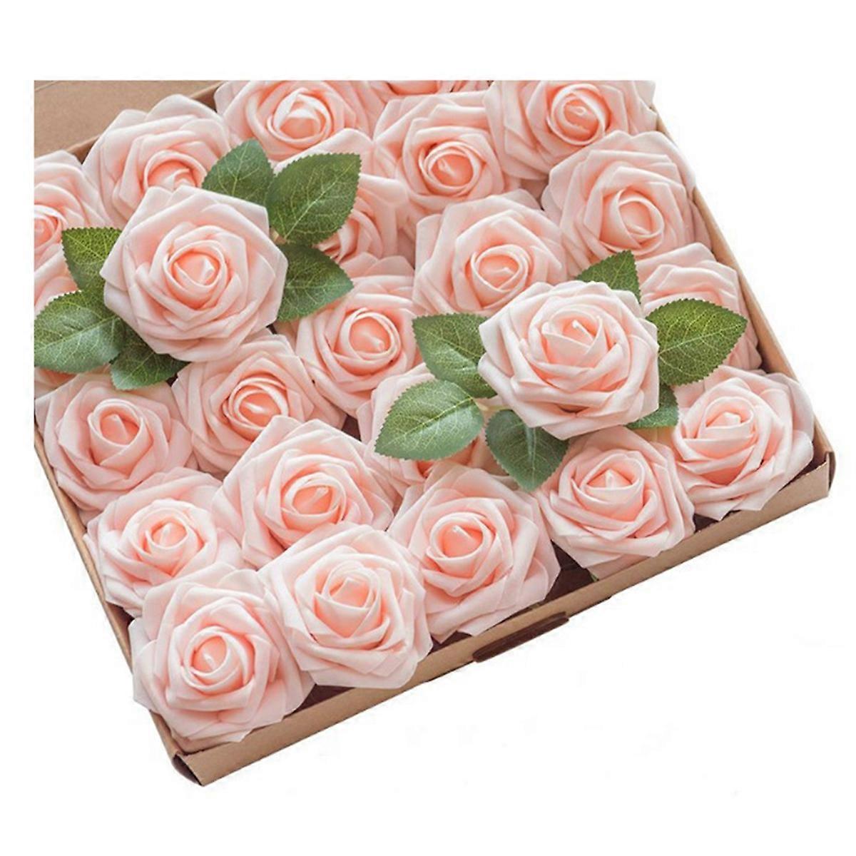 25PCS Artificial Roses Flowers Artificial Looking Roses,B