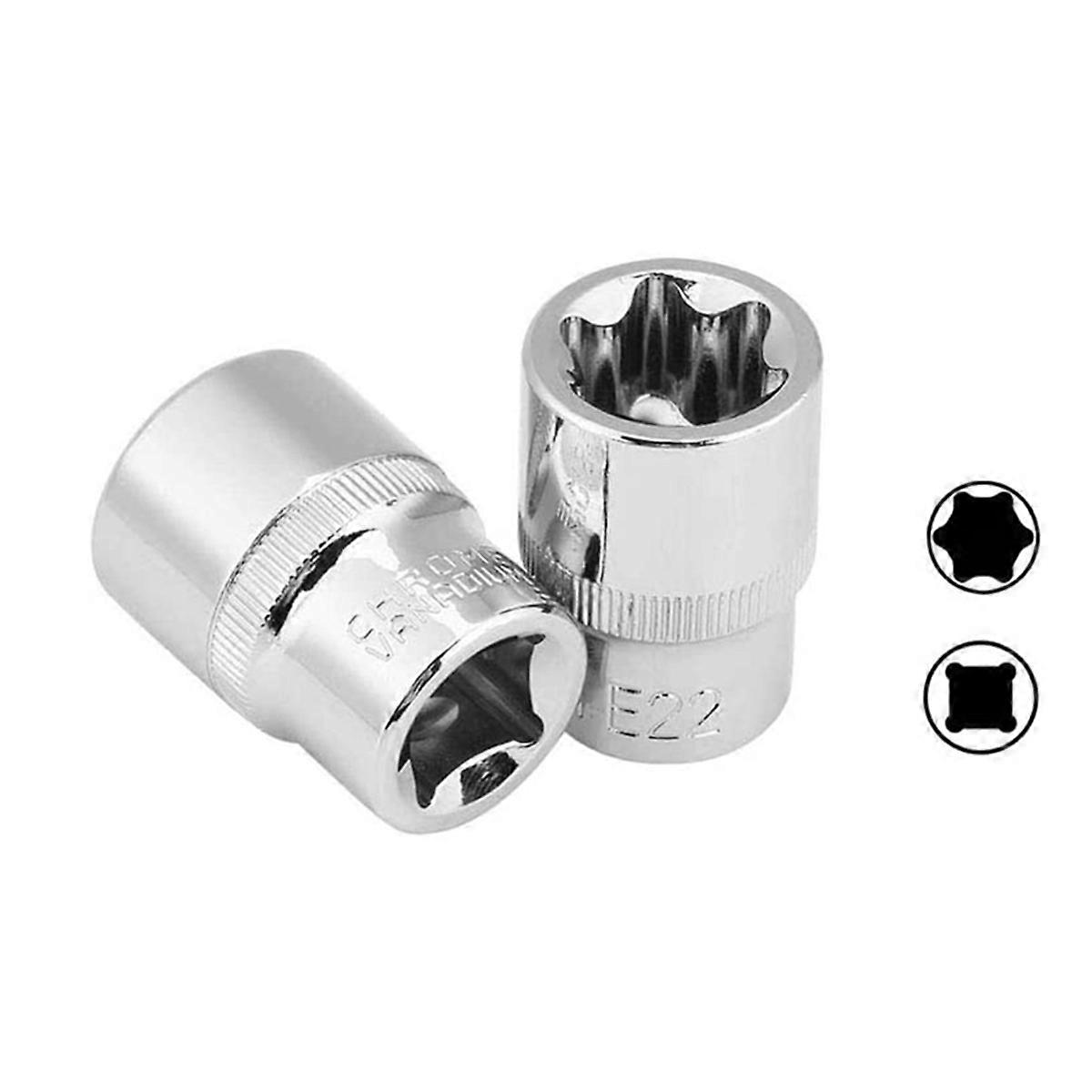 Torx Socket Set Torx Star Bit Torque Female E-Socket Set E4-E24 14Pcs