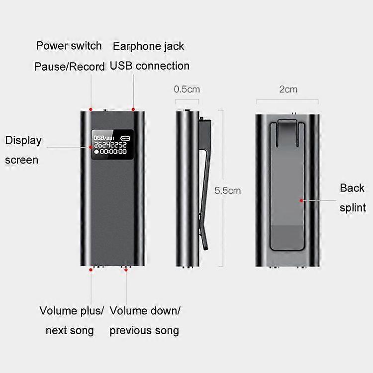 ZRUXE G1 Digital Voice Recorder 0.96 Inch IPS HD Color Screen Smart Mini Noise Reduction Timer Recorder, Capacity: 16GB