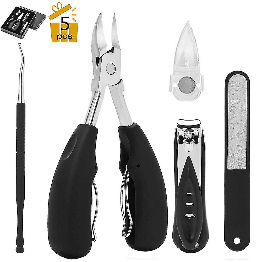 thumbnail image 1 of Herramientas para uñas encarnadas, 5 cortaúñas para uñas gruesas o encarnadas, mango de agarre suave con limpiador de uñas y lima de uñas, también para pedicura profesional, 1 of 5
