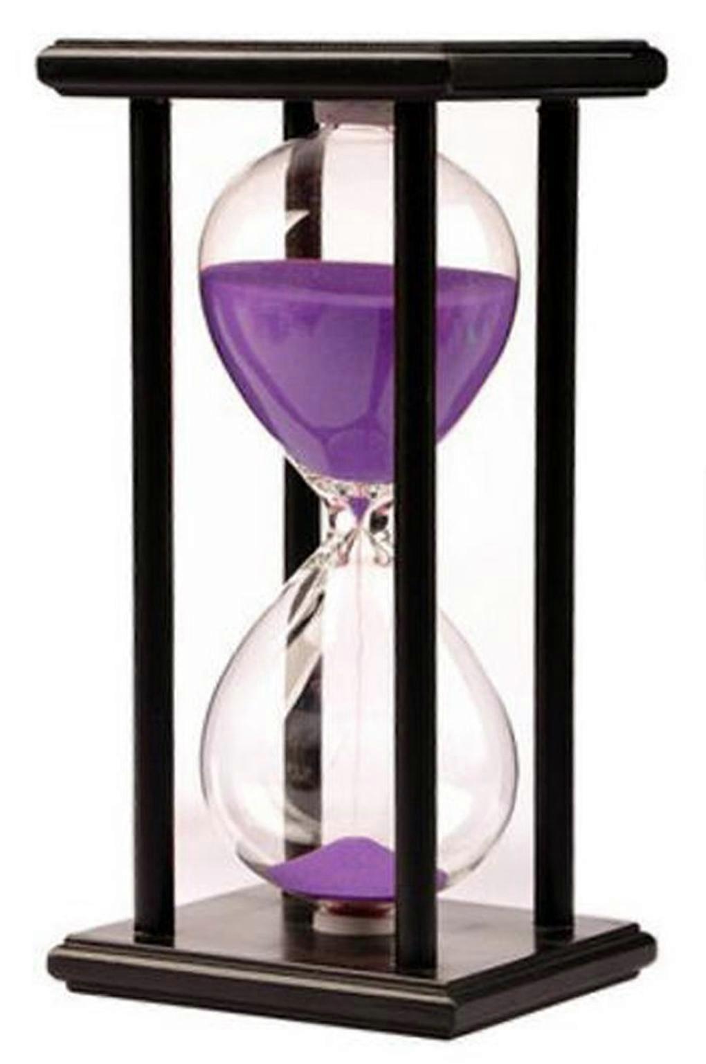 45 Minute Hourglass Timer Purple Sand Timer with Wooden Frame for Home and Office Decor