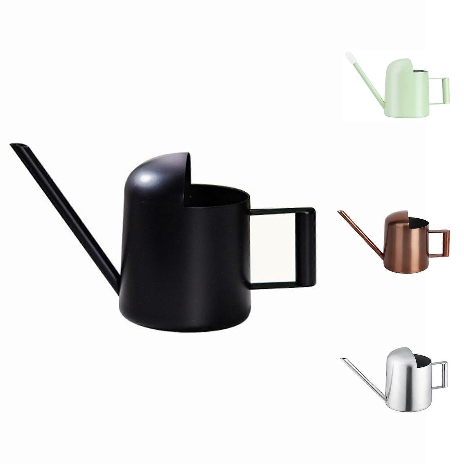 Yisssn 迷你灌溉盒，10 盎司/300 毫升不锈钢长口封闭式植物小型灌溉盒，香草植物（黑色）