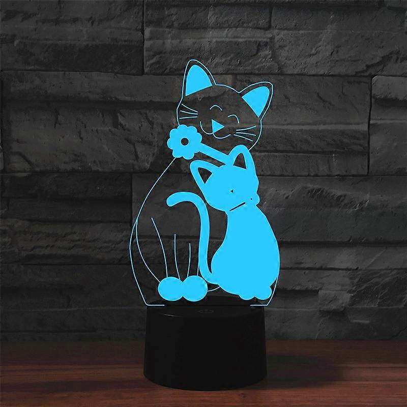 Cat Shape 3D Colorful LED Vision Light Table Lamp, Crack Remote Control Version