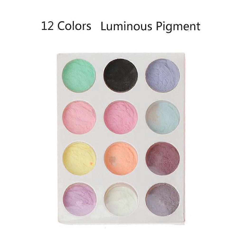 12 farver Glow In The Dark Pigment Powder Epoxy Harpiks Dye Luminous Powder Safe Langtidsholdbar for DIY Epoxy Harpiks Farvestof