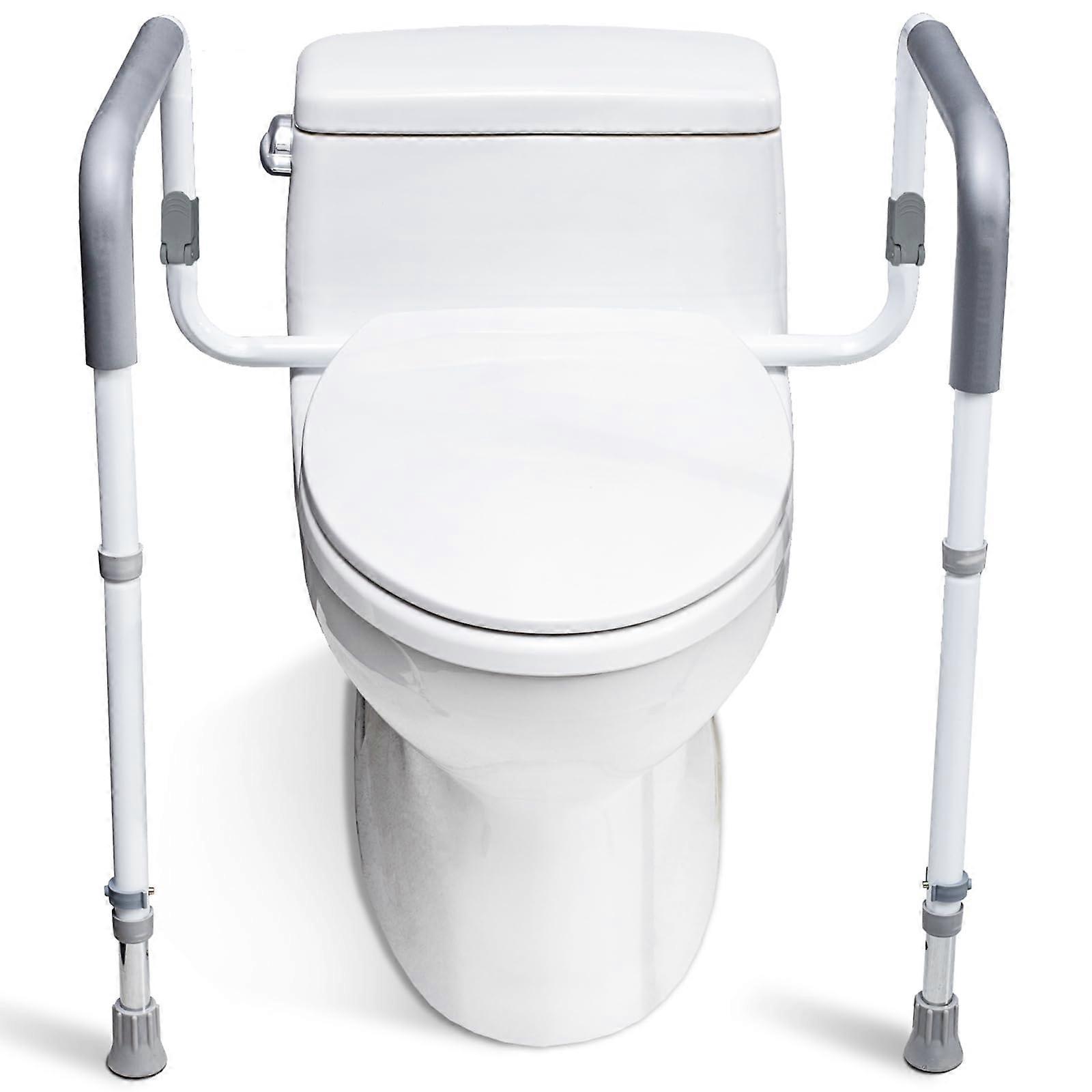 Toilet Safety Rails Adjustable Toilet Safety Frame With Handles White TRX-8002 Fits Most Toilets Stand-Alone Grab Bar
