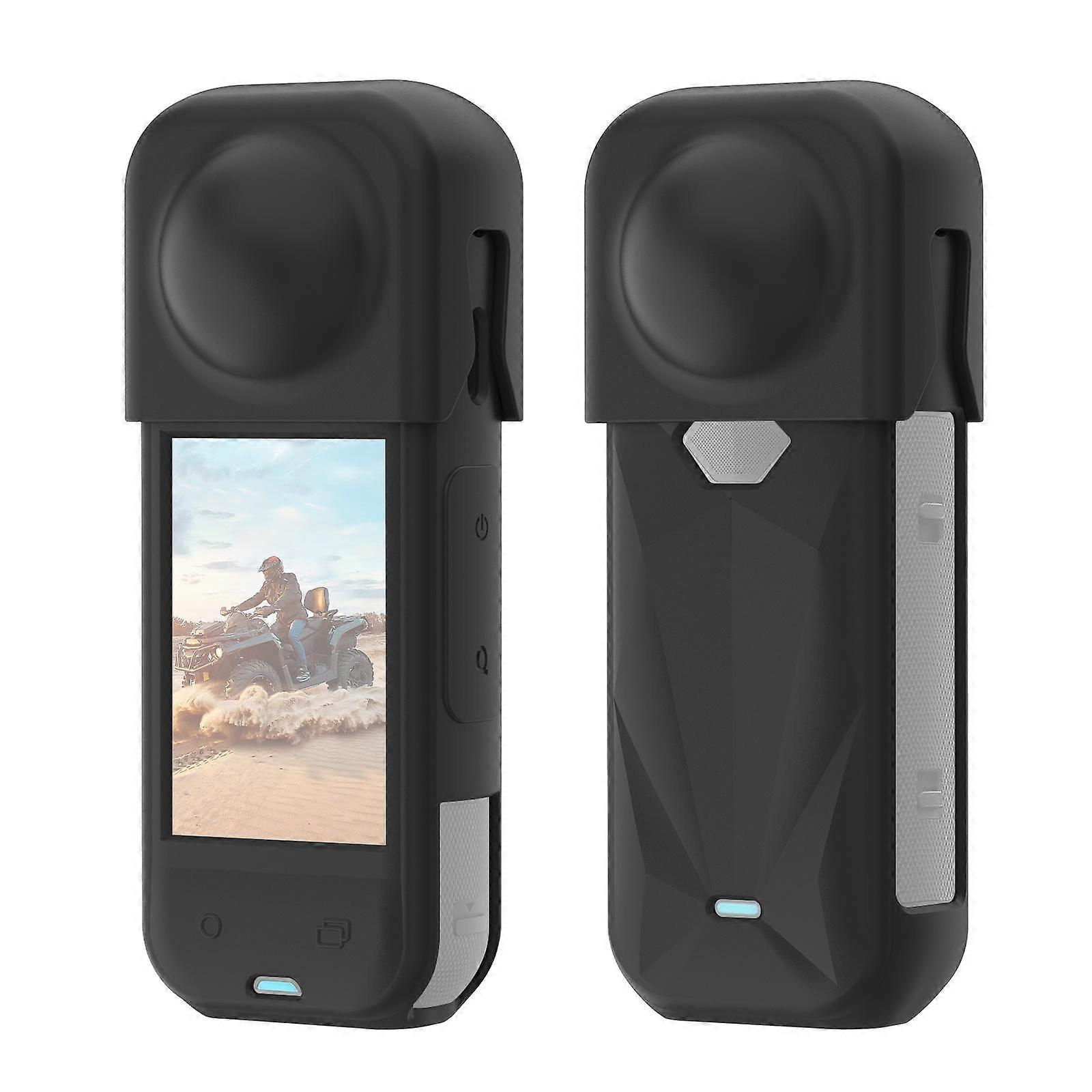 For Insta360 X5 PULUZ Silicone Protective Case with Lens Cover (Black)