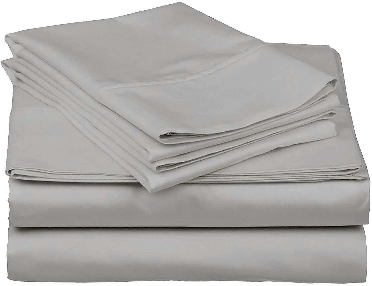 4-Piece 8 Thread Count Egyptian Cotton Bed Sheet Set Silver, Queen  Deep Pocket