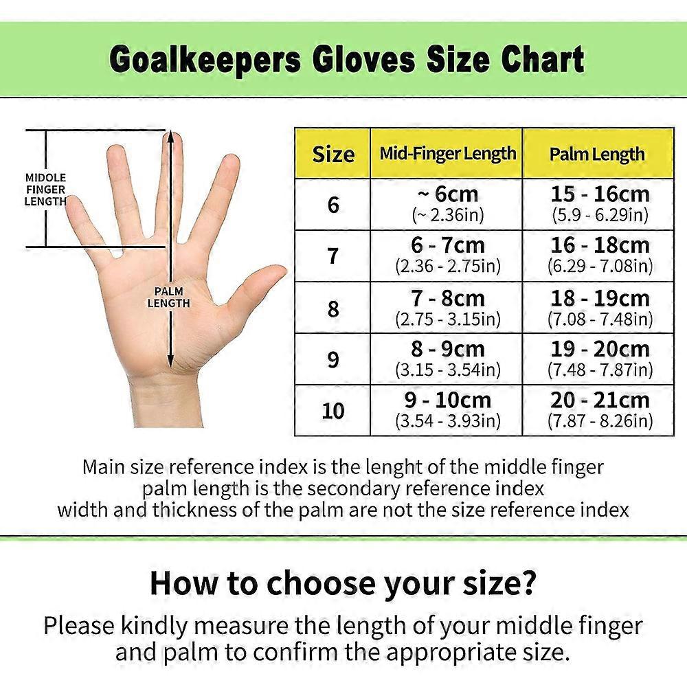Soccer Goalkeeper Gloves, Strong Grip Football Goalkeeper Gloves with Size 6/7/8/9/10, for Kids Youth and Adult