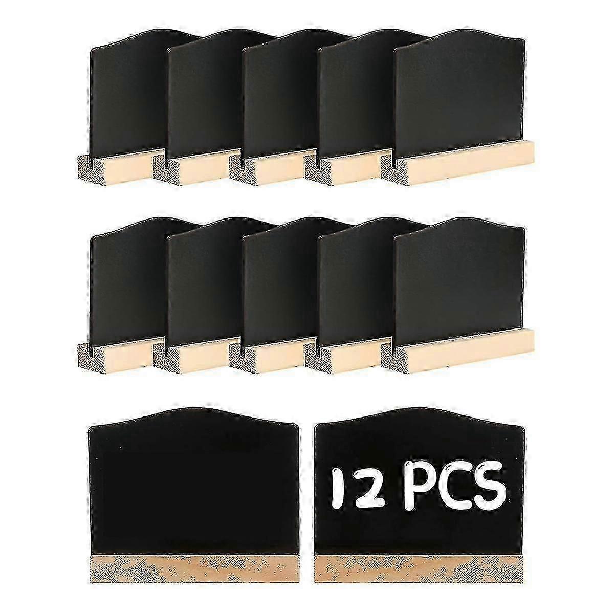 12Pack Mini Chalkboard Signs, Kitchen Notes Chalk Boards with Stands 10X7.2cm Small Blackboard Mess