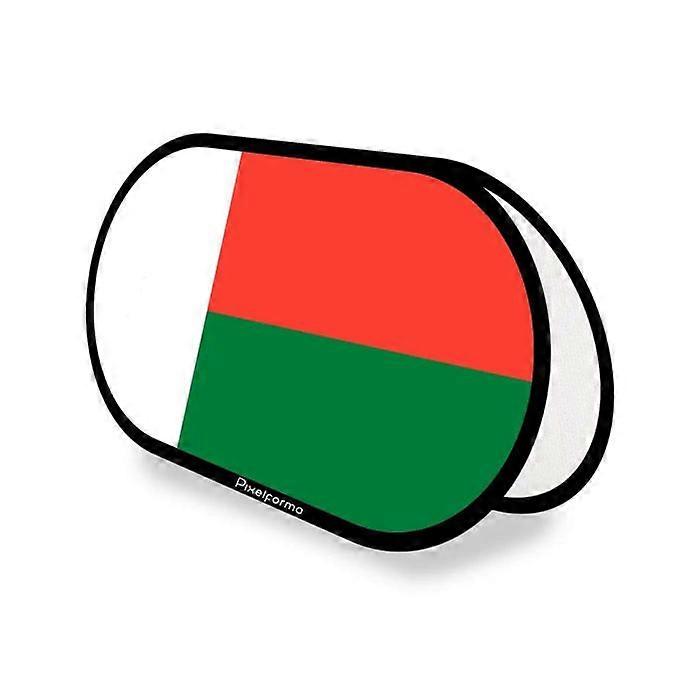 Oval Flag - Madagascar - 70 x 120 cm - Polyester - Double-sided Print - Retractable Folding